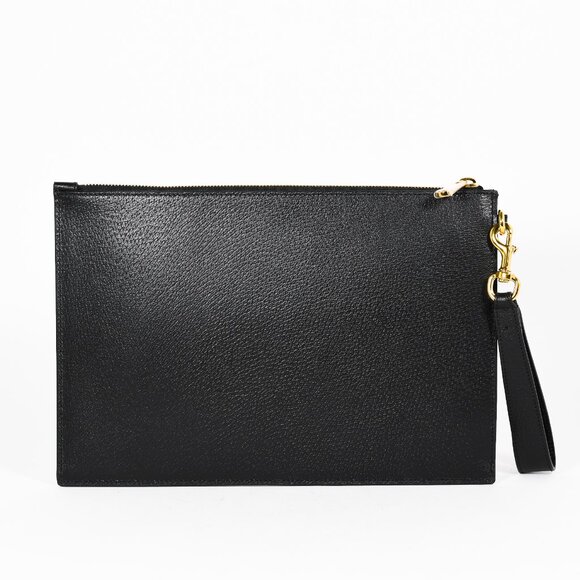 Gucci Black Leather Horsebit Wristlet Clutch with Gold Hardware - Picture 5 of 14